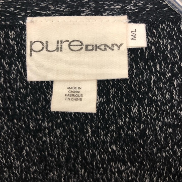 Pure DKNY M/L Open Front Leather Sleeve Cardigan - Picture 3 of 3